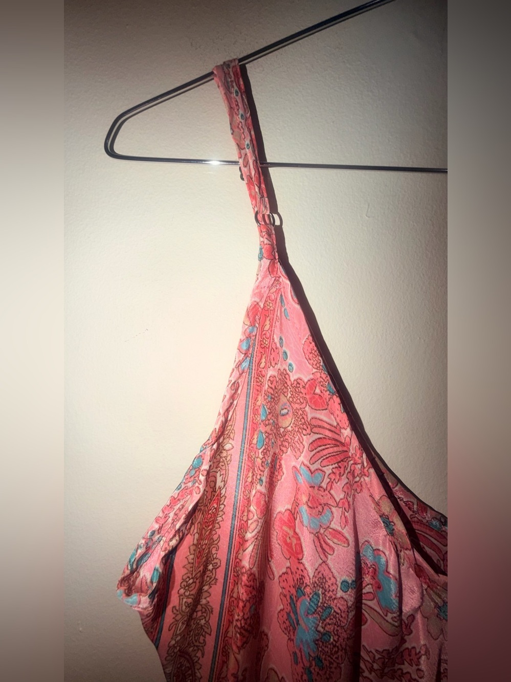 Pink Paisley Maxi Slip Dress with Delicate Straps - Picture 5 of 8